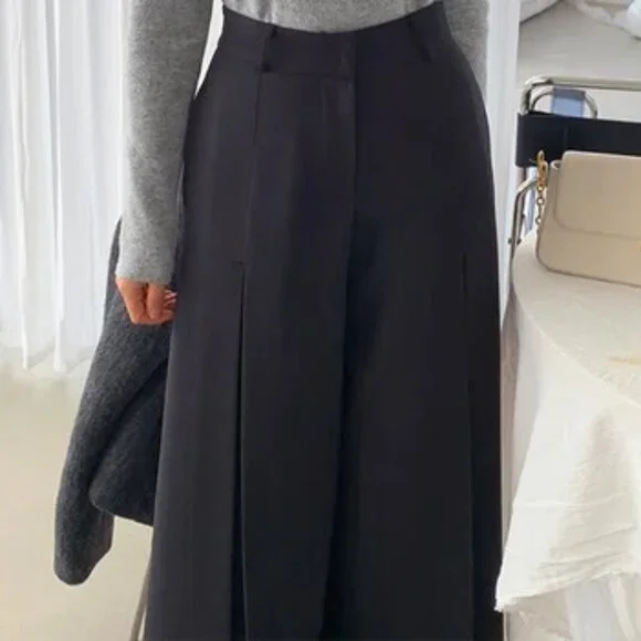 COMMENSE NEW WITH TAGS BLACK PLEATED HIGH WAIST WIDE LEG PANTS SLACKS TROUSERS - Picture 14 of 15